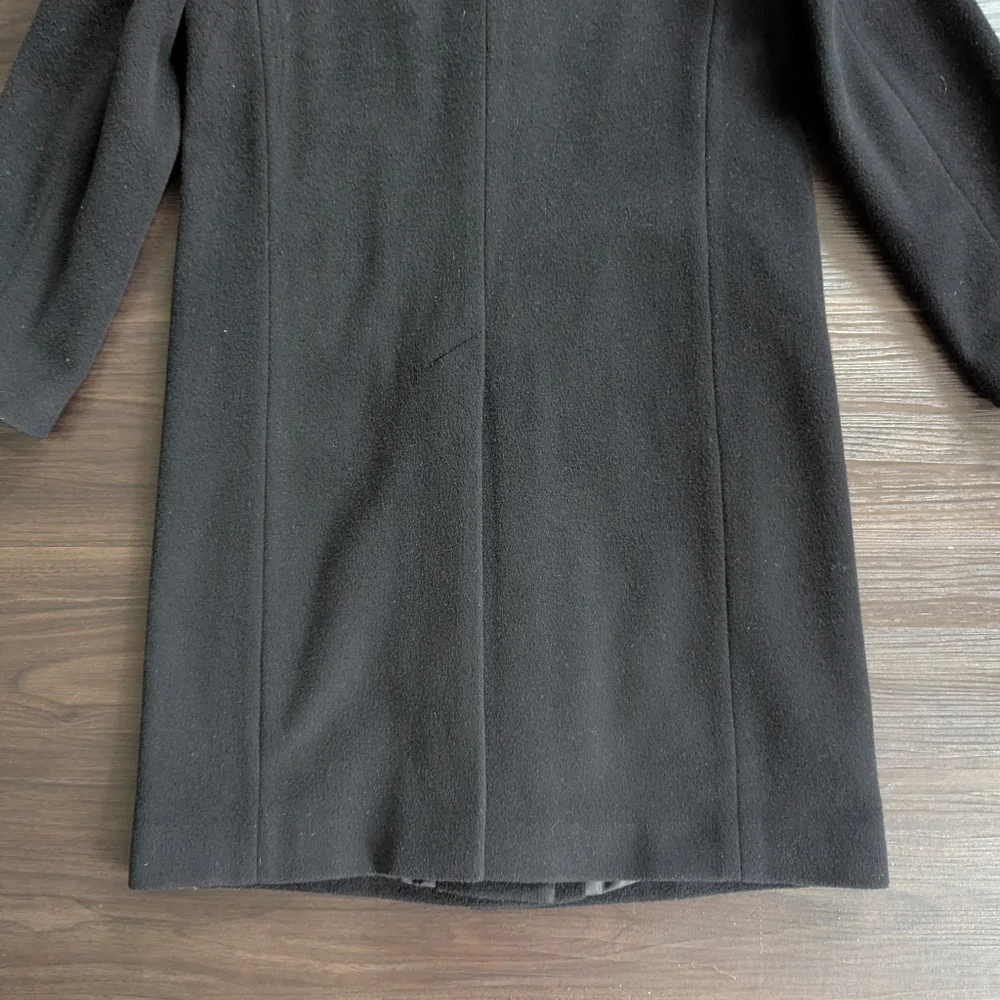Calvin Klein Minimalist Black Wool Blend Long Coat Size 8